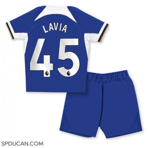 Dječji Nogometni Dres Chelsea Romeo Lavia #45 Domaci 2023-24 Kratak Rukav (+ Kratke hlače)